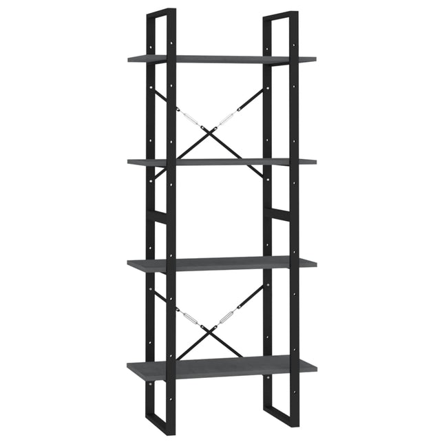 bogreol med 4 hylder 60x30x140 cm massivt fyrretræ grå