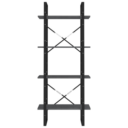 bogreol med 4 hylder 60x30x140 cm massivt fyrretræ grå