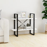 bogreol med 2 hylder 80x30x70 cm konstrueret træ hvid