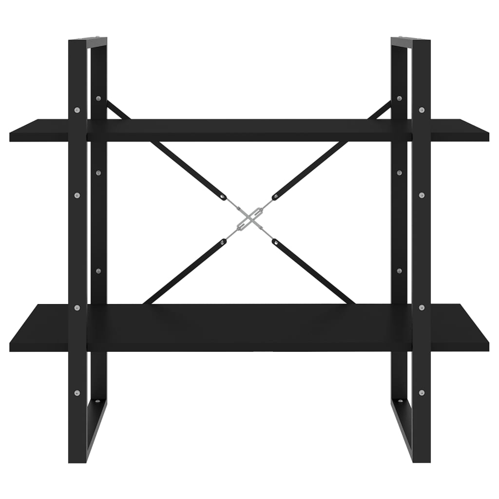 bogreol med 2 hylder 80x30x70 cm konstrueret træ sort