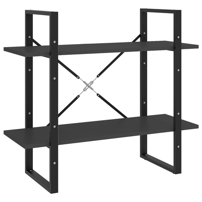 bogreol med 2 hylder 80x30x70 cm konstrueret træ grå