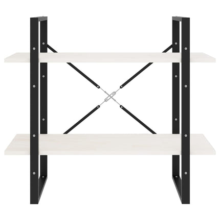 bogreol med 2 hylder 80x30x70 cm massivt fyrretræ hvid
