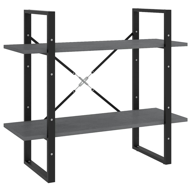 bogreol med 2 hylder 80x30x70 cm massivt fyrretræ grå