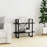 bogreol med 2 hylder 80x30x70 cm massivt fyrretræ sort