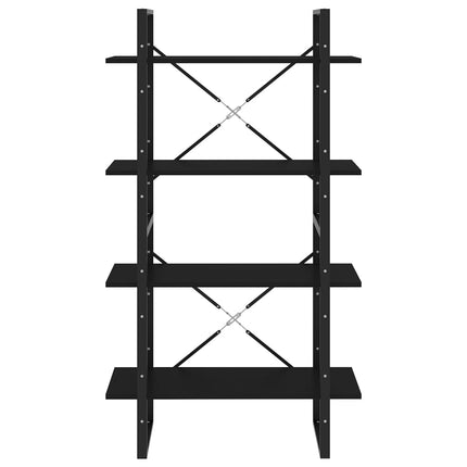 bogreol med 4 hylder 80x30x140 cm konstrueret træ sort