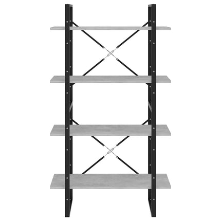 bogreol med 4 hylder 80x30x140 cm konstrueret træ betongrå