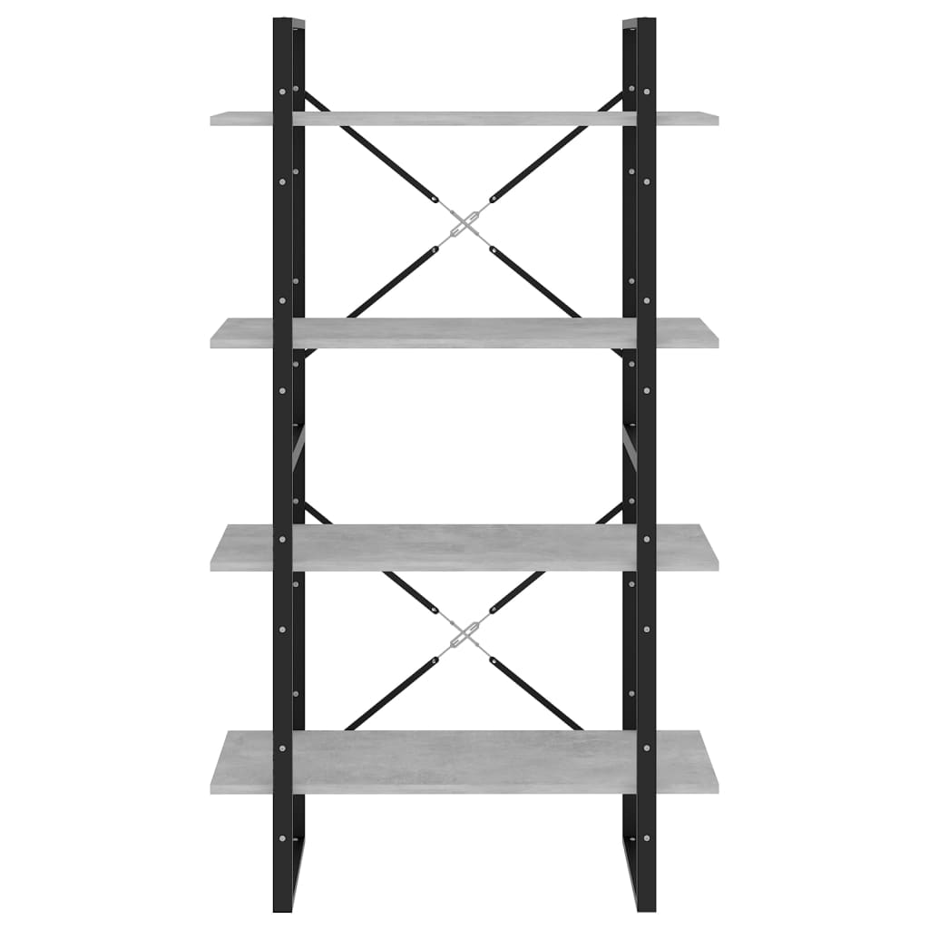 bogreol med 4 hylder 80x30x140 cm konstrueret træ betongrå