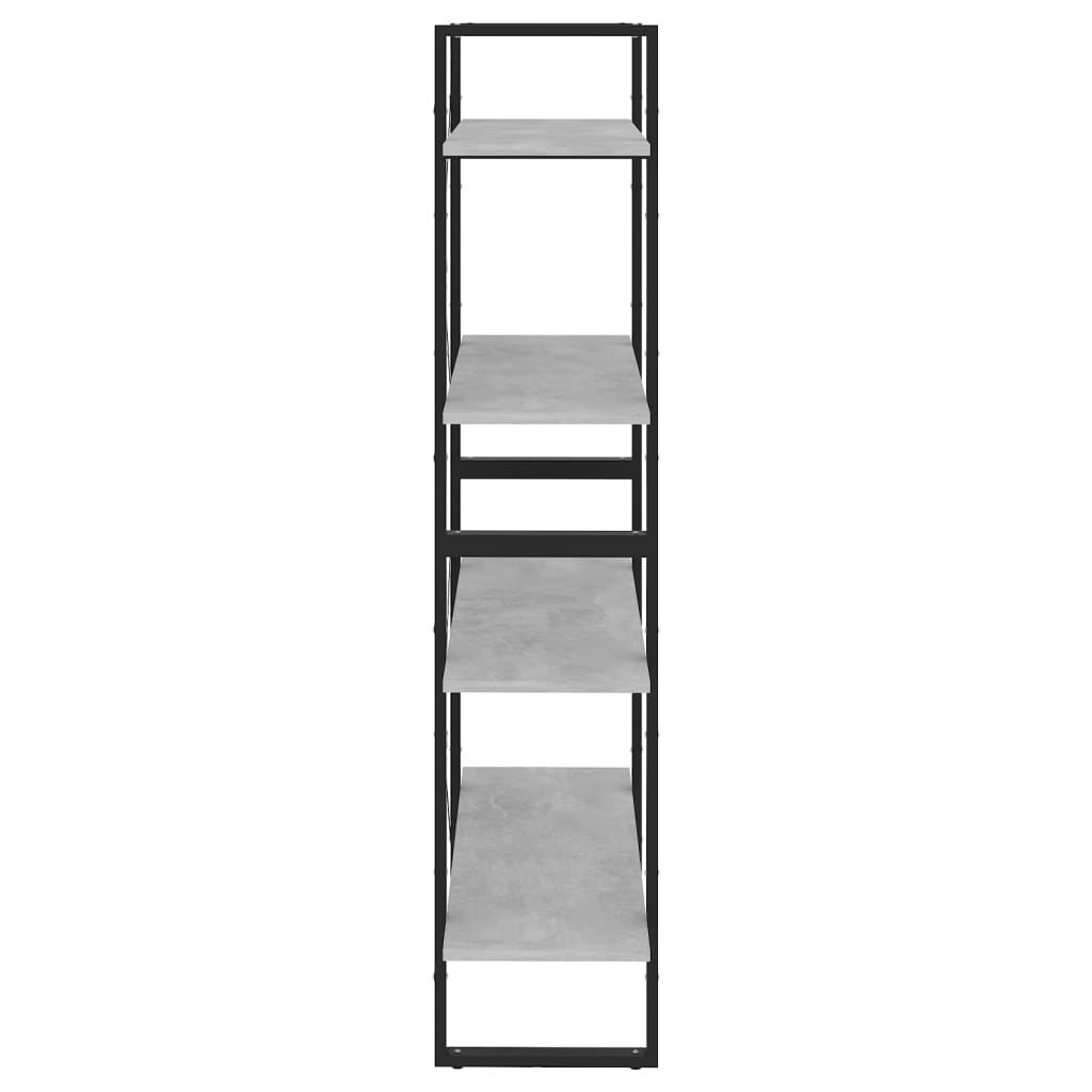 bogreol med 4 hylder 80x30x140 cm konstrueret træ betongrå