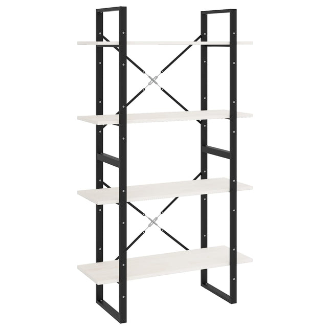 bogreol med 4 hylder 80x30x140 cm massivt fyrretræ hvid