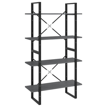 bogreol med 4 hylder 80x30x140 cm massivt fyrretræ grå