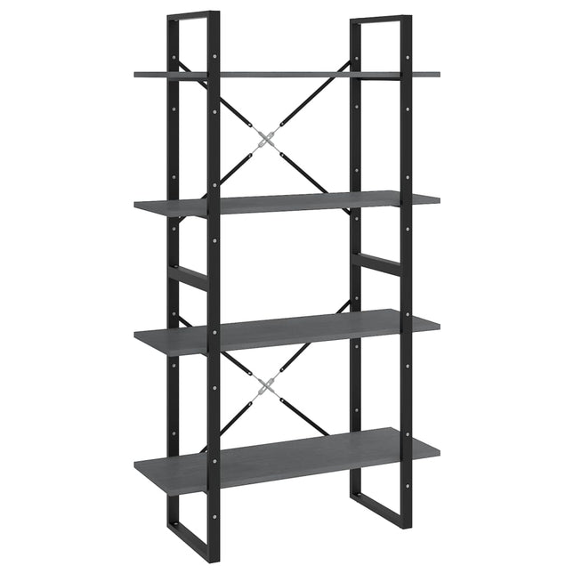 bogreol med 4 hylder 80x30x140 cm massivt fyrretræ grå