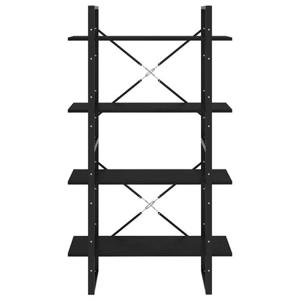 bogreol med 4 hylder 80x30x140 cm massivt fyrretræ sort