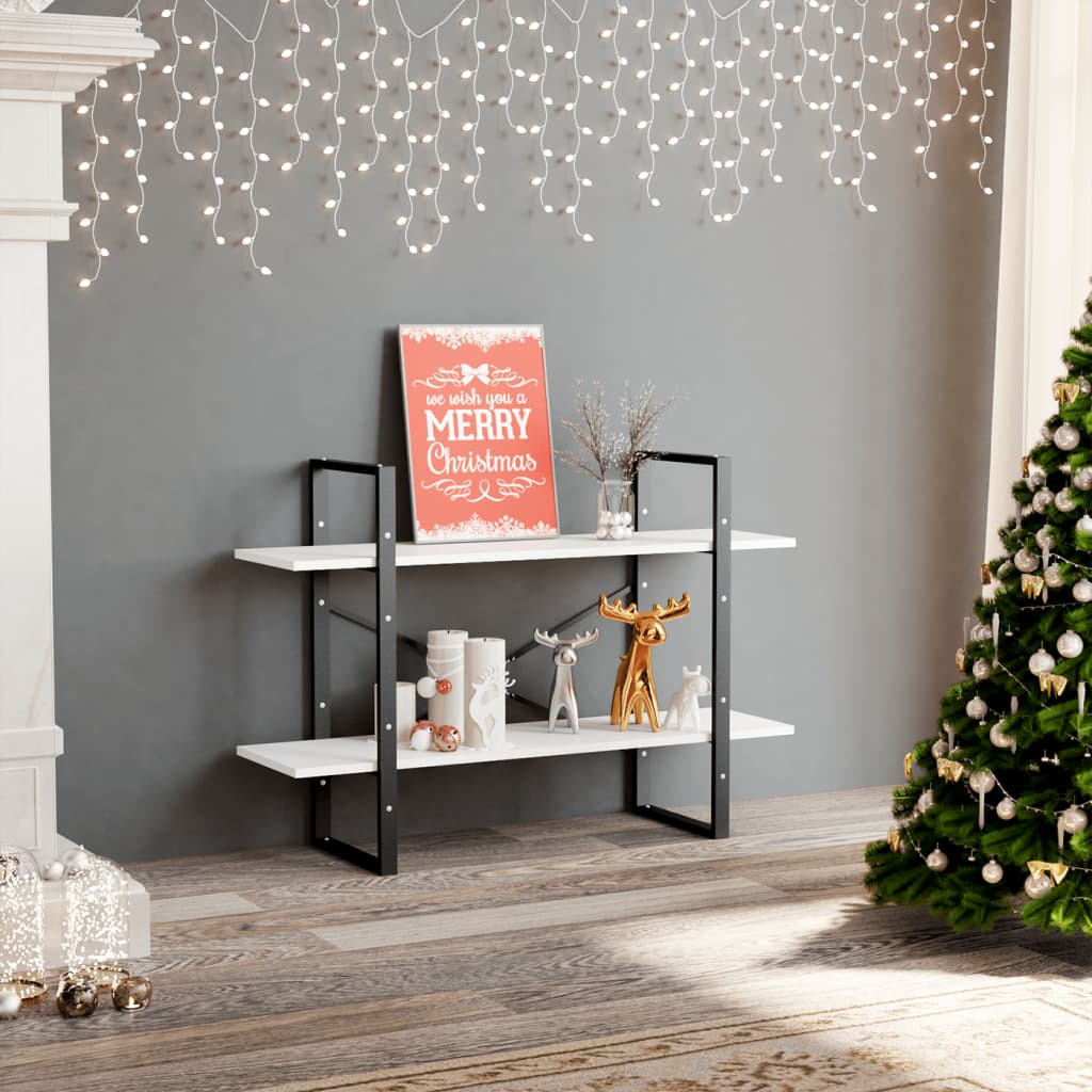 bogreol med 2 hylder 100x30x70 cm konstrueret træ hvid