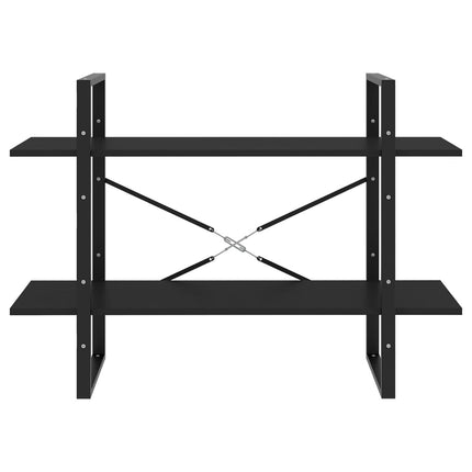 bogreol med 2 hylder 100x30x70 cm konstrueret træ sort