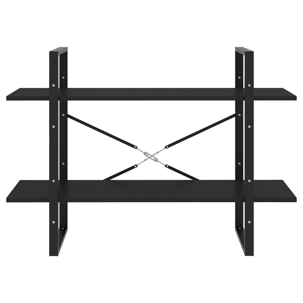 bogreol med 2 hylder 100x30x70 cm konstrueret træ sort