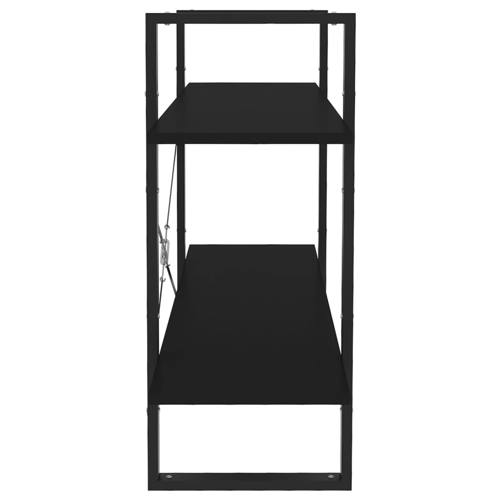 bogreol med 2 hylder 100x30x70 cm konstrueret træ sort