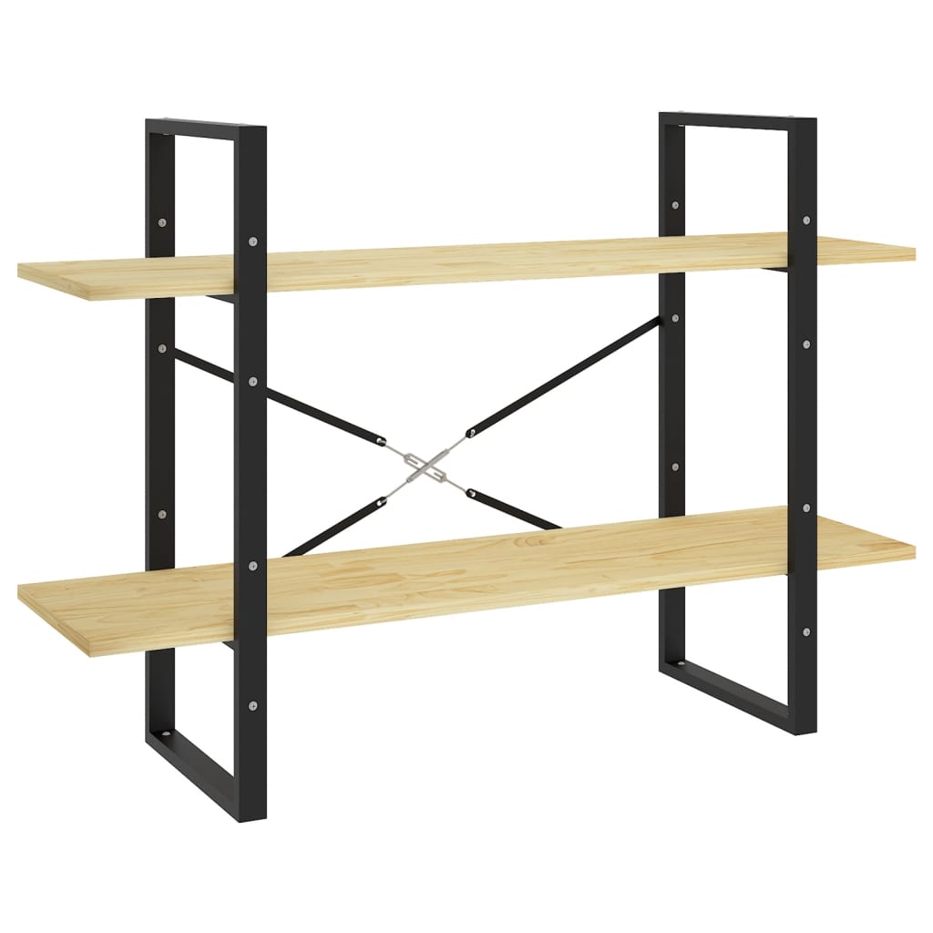 bogreol 100x30x70 cm 2 hylder massivt fyrretræ