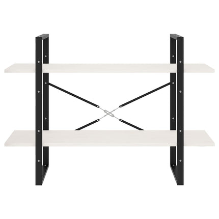bogreol med 2 hylder 100x30x70 cm massivt fyrretræ hvid