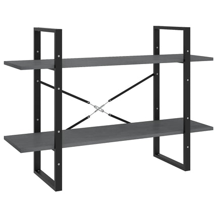 bogreol med 2 hylder 100x30x70 cm massivt fyrretræ grå