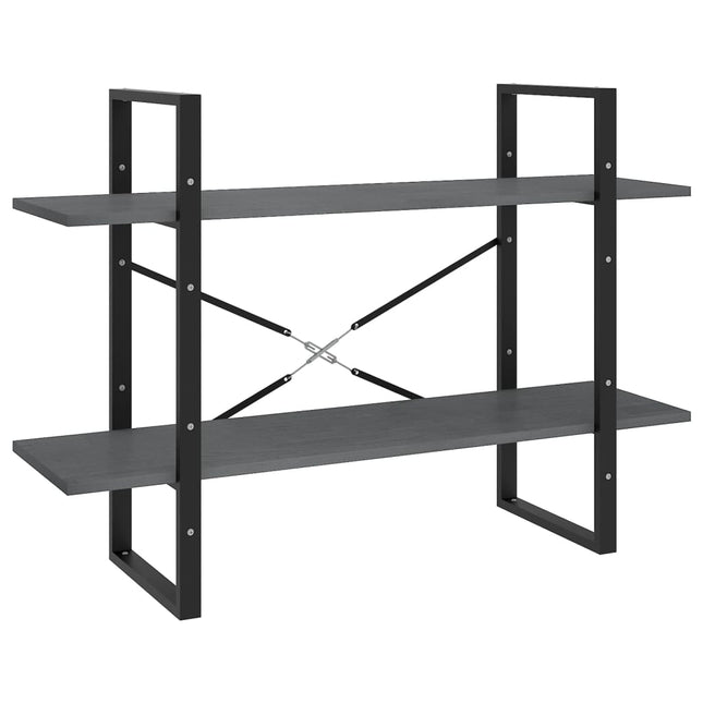 bogreol med 2 hylder 100x30x70 cm massivt fyrretræ grå