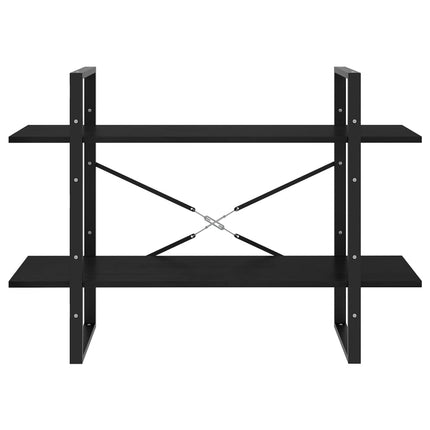bogreol med 2 hylder 100x30x70 cm massivt fyrretræ sort