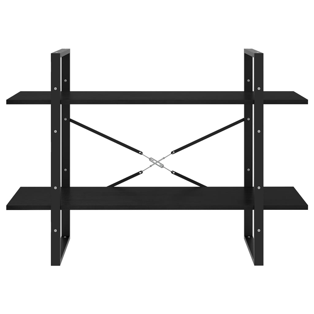 bogreol med 2 hylder 100x30x70 cm massivt fyrretræ sort