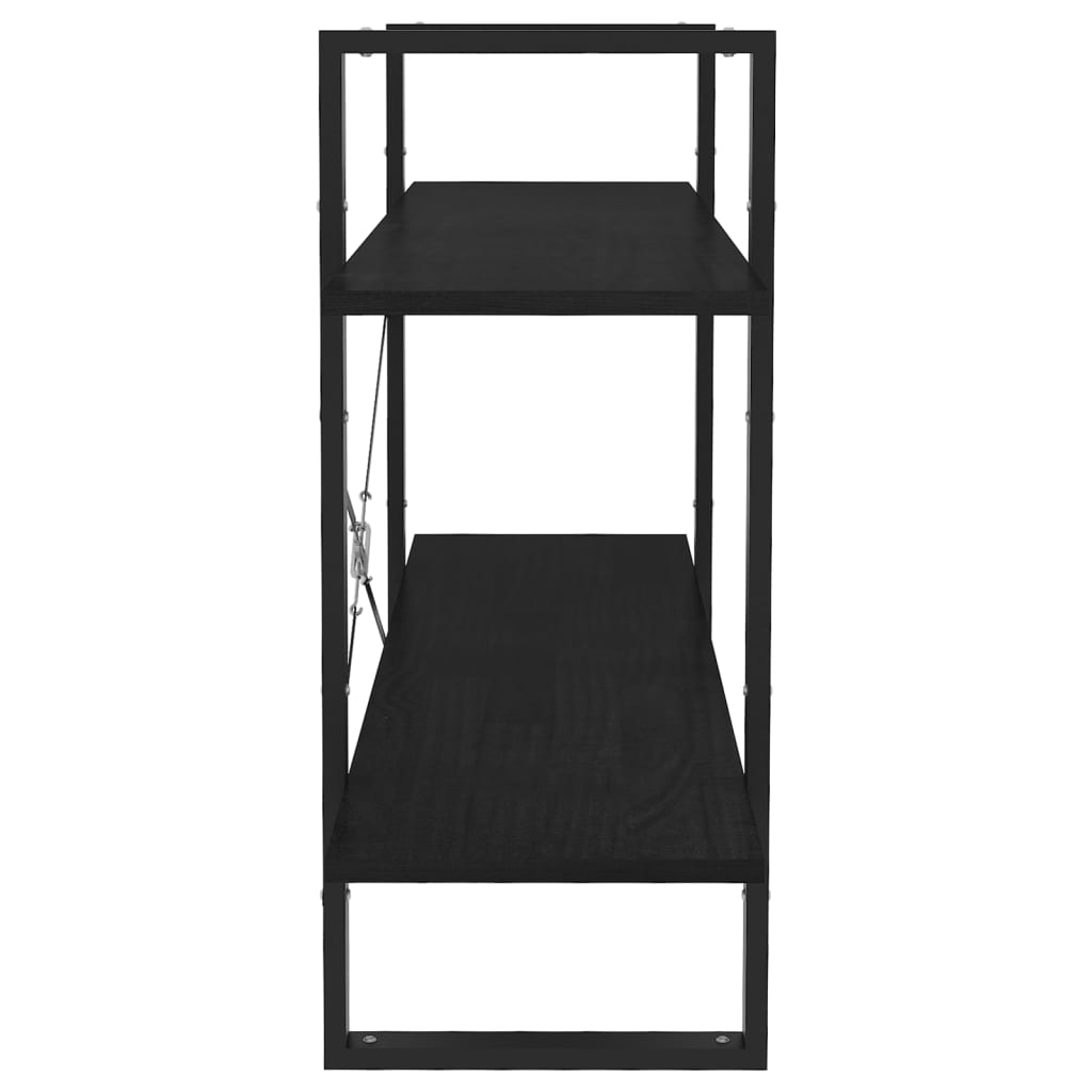 bogreol med 2 hylder 100x30x70 cm massivt fyrretræ sort