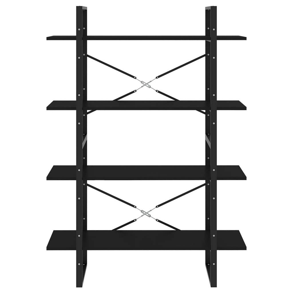 bogreol med 4 hylder 100x30x140 cm konstrueret træ sort