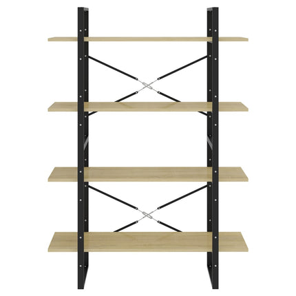 bogreol med 4 hylder 100x30x140 cm konstrueret træ sonoma-eg