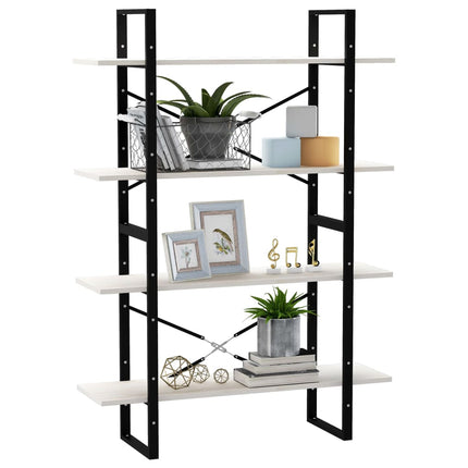 bogreol med 4 hylder 100x30x140 cm massivt fyrretræ hvid