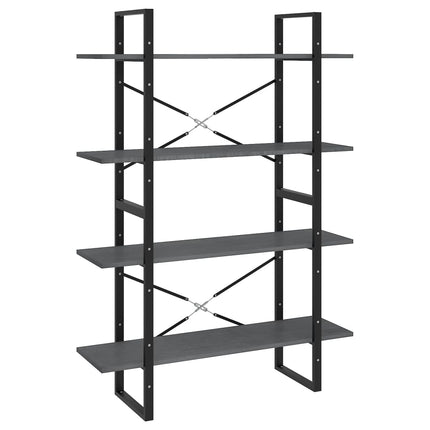 bogreol med 4 hylder 100x30x140 cm massivt fyrretræ grå