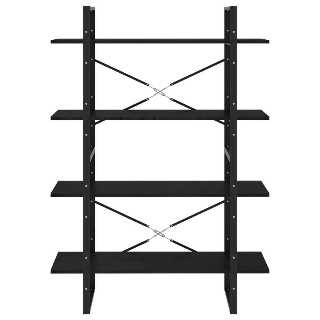 bogreol med 4 hylder 100x30x140 cm massivt fyrretræ sort