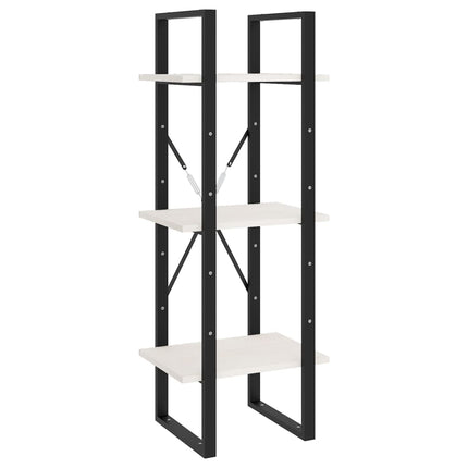 bogreol med 3 hylder 40x30x105 cm massivt fyrretræ hvid