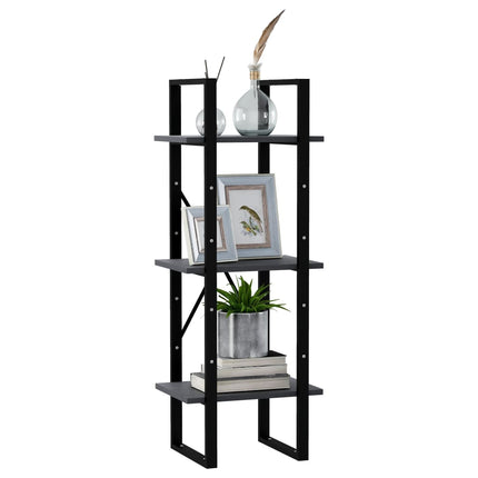 bogreol med 3 hylder 40x30x105 cm massivt fyrretræ grå
