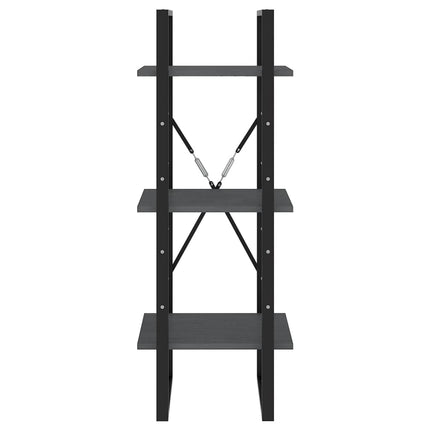 bogreol med 3 hylder 40x30x105 cm massivt fyrretræ grå