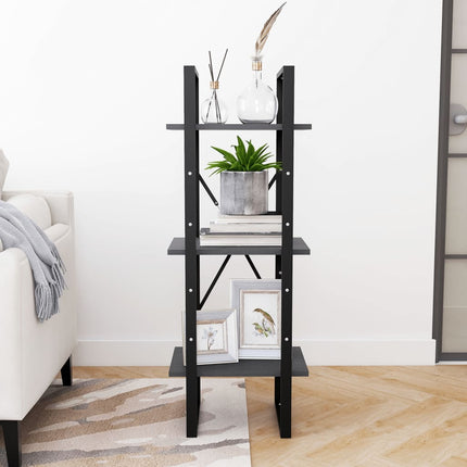 bogreol med 3 hylder 40x30x105 cm massivt fyrretræ grå