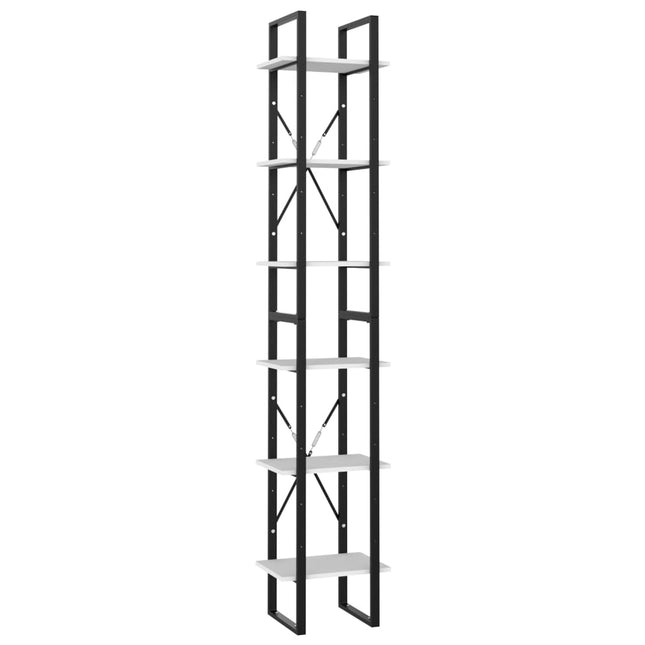 bogreol med 6 hylder 40x30x210 cm konstrueret træ hvid