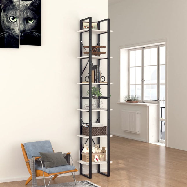 bogreol med 6 hylder 40x30x210 cm konstrueret træ hvid