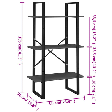 opbevaringsreol 60x30x105 cm konstrueret træ grå