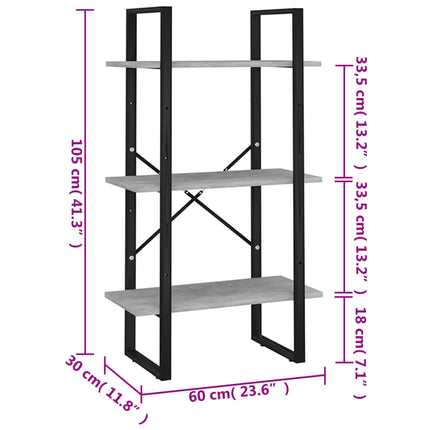 opbevaringsreol 60x30x105 cm konstrueret træ betongrå