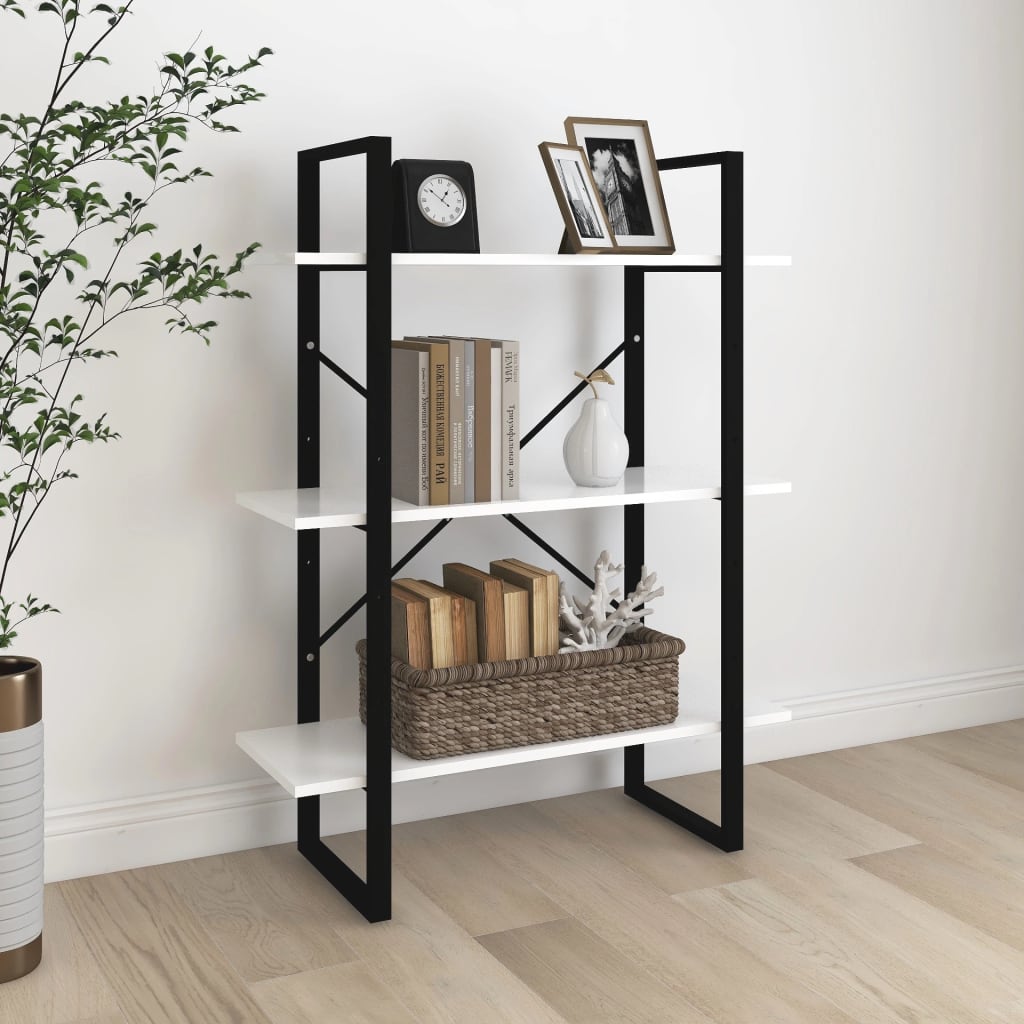 bogreol 80x30x105 cm konstrueret træ hvid billede