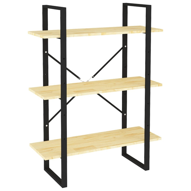 bogreol 80x30x105 cm 3 hylder massivt fyrretræ