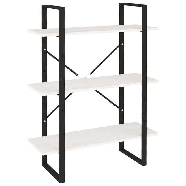 bogreol med 3 hylder 80x30x105 cm massivt fyrretræ hvid
