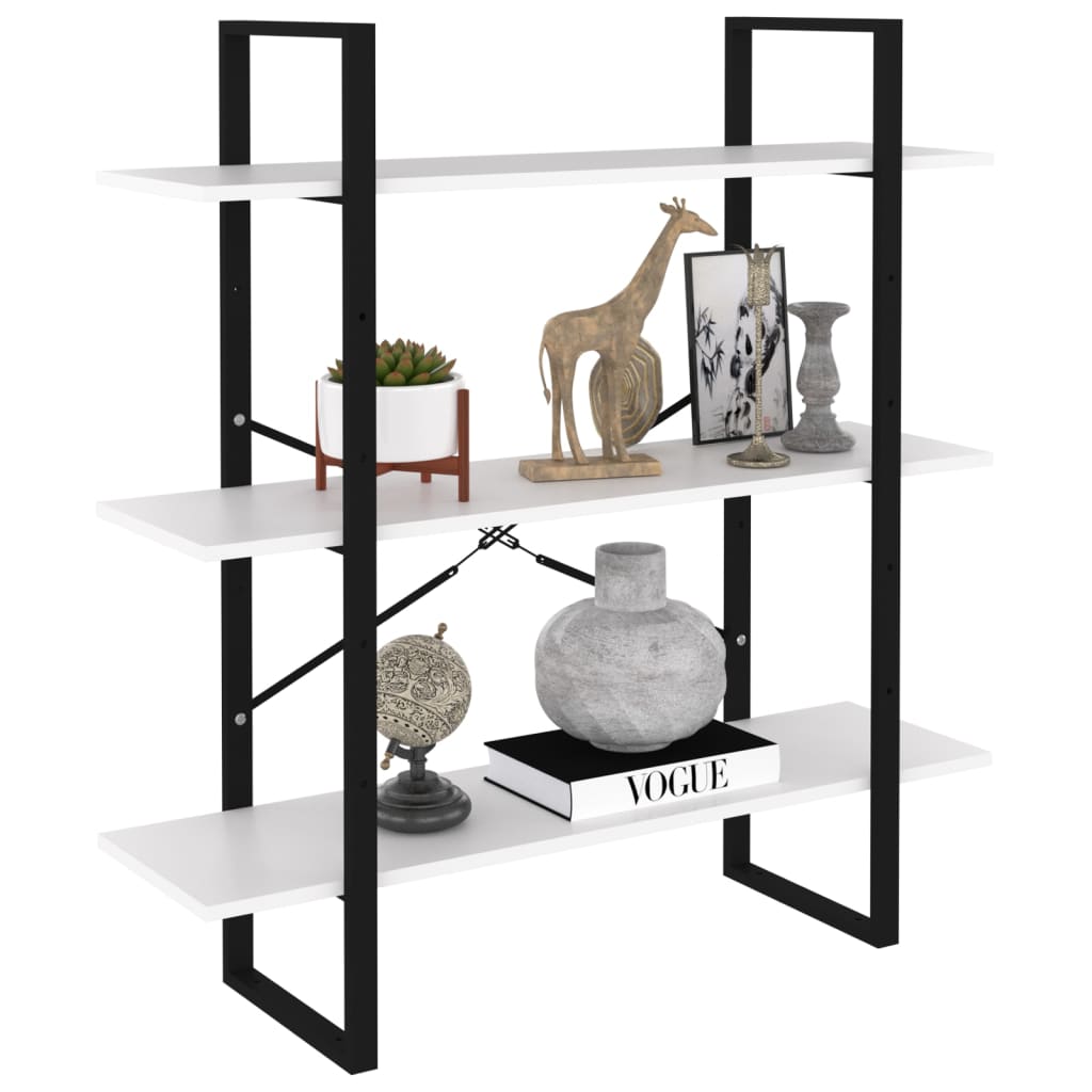 bogreol 100x30x105 cm konstrueret træ hvid