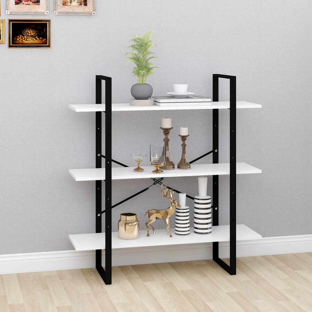 bogreol 100x30x105 cm konstrueret træ hvid