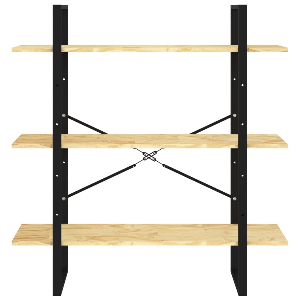 bogreol 100x30x105 cm 3 hylder massivt fyrretræ