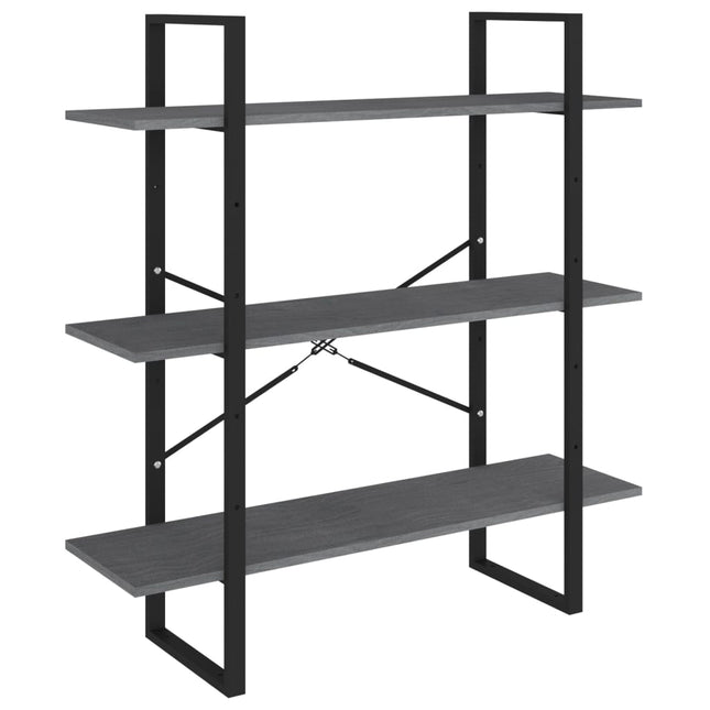 bogreol med 3 hylder 100x30x105 cm massivt fyrretræ grå