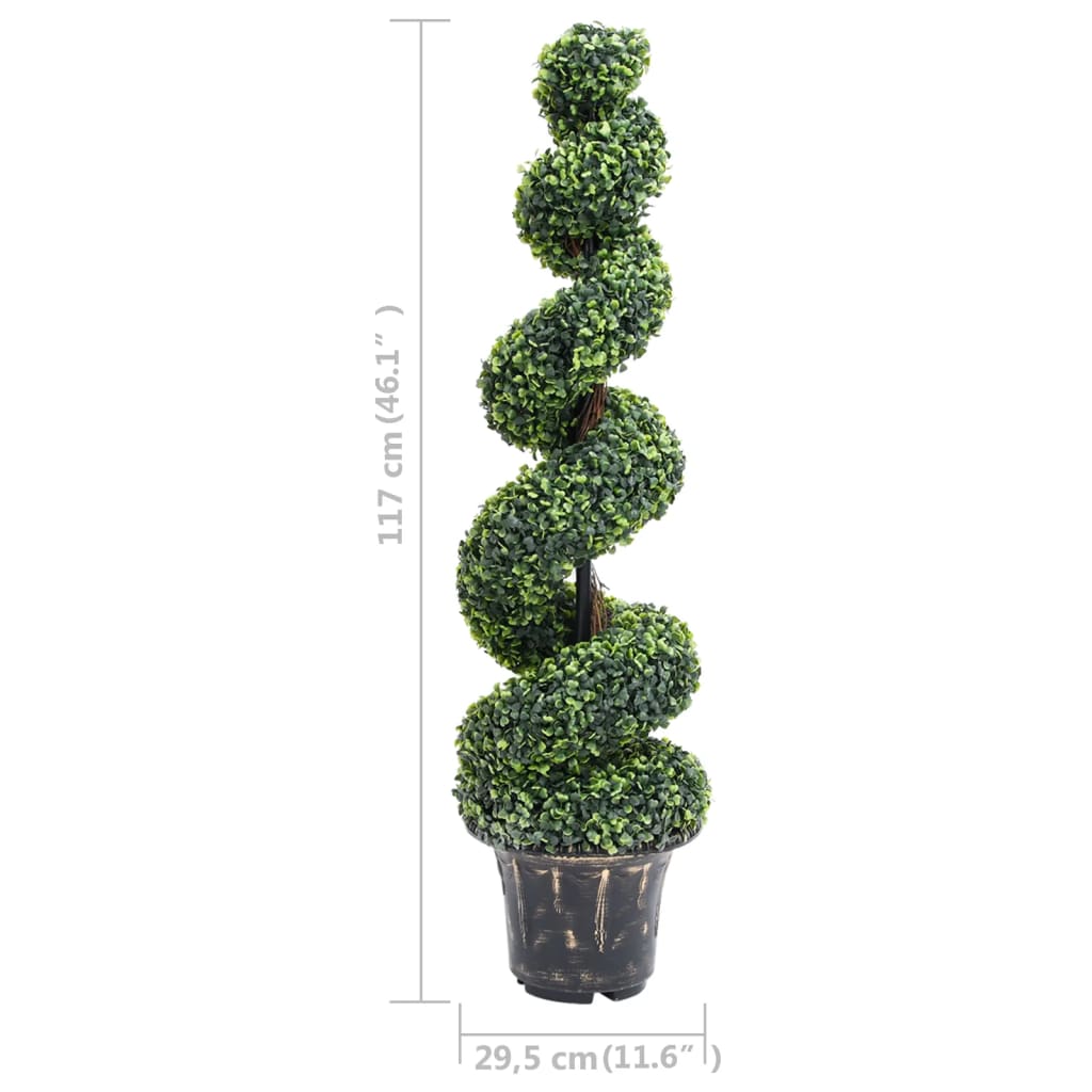 kunstig buksbom med krukke 117 cm spiralformet grøn