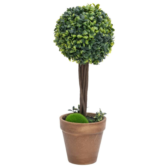 kunstige buksbom med krukker 2 stk. 41 cm kugleformet grøn