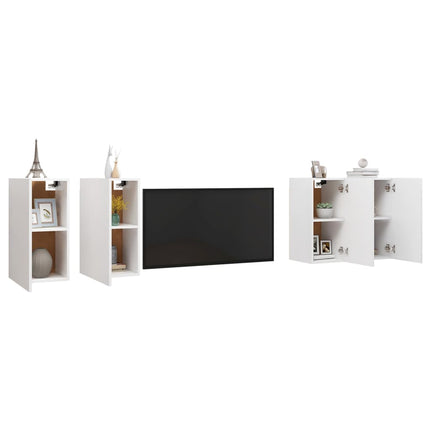 tv-borde 4 stk. 30,5x30x60 cm konstrueret træ hvid